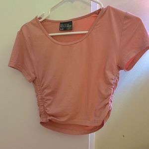 pink cropped sports t-shirt
